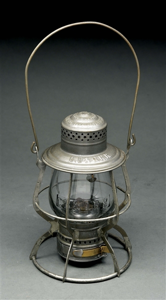 C. B. & Q. R. R. ADAMS & WESTLAKE NO. 11 "ADAMS" WIRE BOTTOM RAILROAD LANTERN.