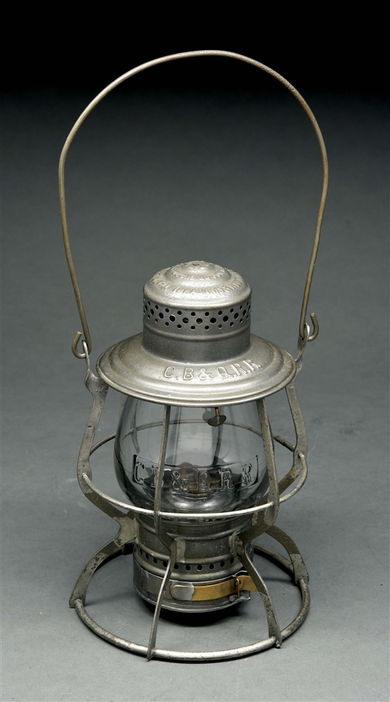 C. B. & Q. R. R. ADAMS & WESTLAKE NO. 11 "ADAMS" WIRE BOTTOM RAILROAD LANTERN.