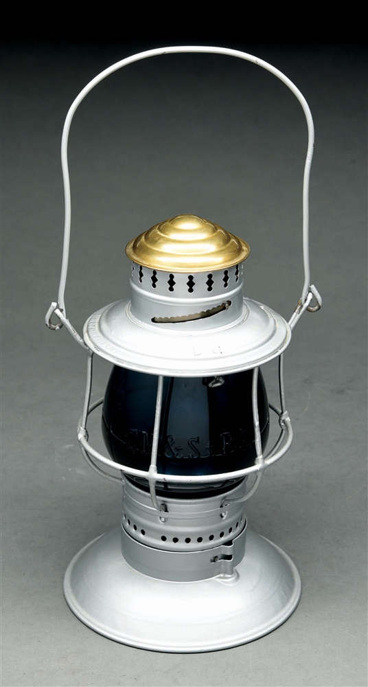 CM&STP RY ADAMS & WESTLAKE BRASS TOP BELLBOTTOM RAILROAD LANTERN.