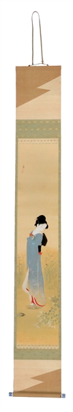 CHINESE SCROLL PAINTING OF A BEAUTIFUL WOMAN.