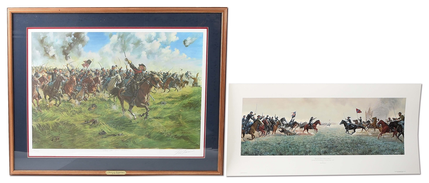 LOT OF 2: MILITARY PRINTS OF CUSTER AT GETTYSBURG BY DON TROIANI AND MORT KUNTSLER