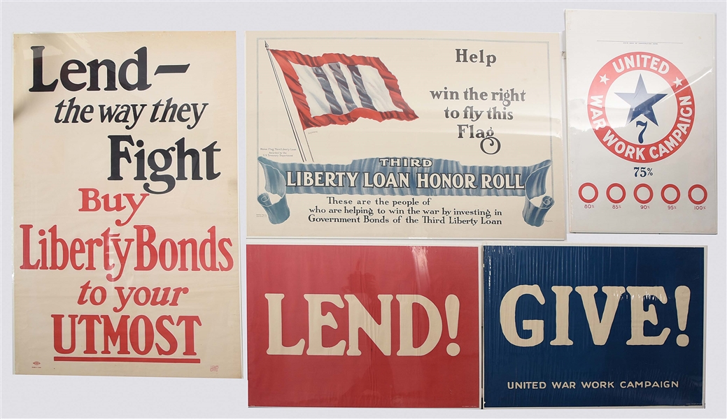 LOT OF 5: US WWI LIBERTY BOND POSTERS