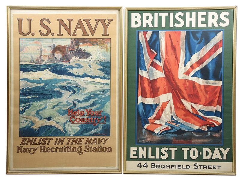 LOT OF 2: US AND BRITISH WWI ENLISTMENT POSTERS
