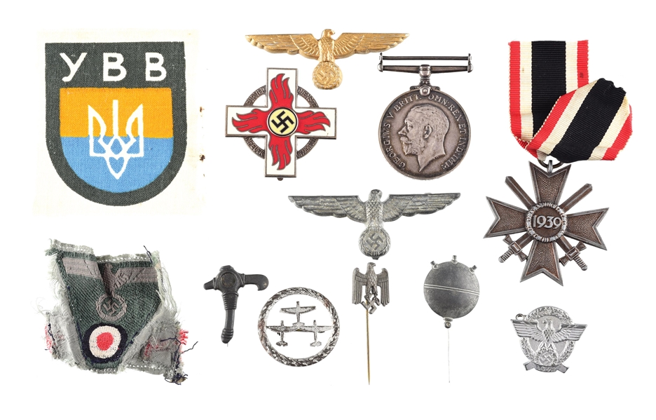 LOT OF 12: THIRD REICH UKRANIAN INTERNAL SECURITY PATCH AND MISC INSIGNIA.