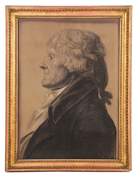 "PRESIDENT THOMAS JEFFERSON, 1804" SILHOUETTE PORTRAIT BY ROSENTHAL AFTER ST. MEMIN.