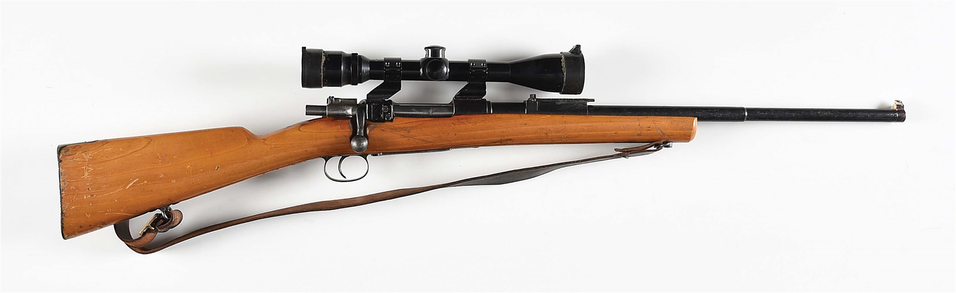 (C) SPORTERIZED SPANISH 1893 MAUSER BOLT ACTION RIFLE WITH SCOPE
