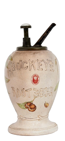 BUCKEYE ROOT BEER SYRUP DISPENSER.