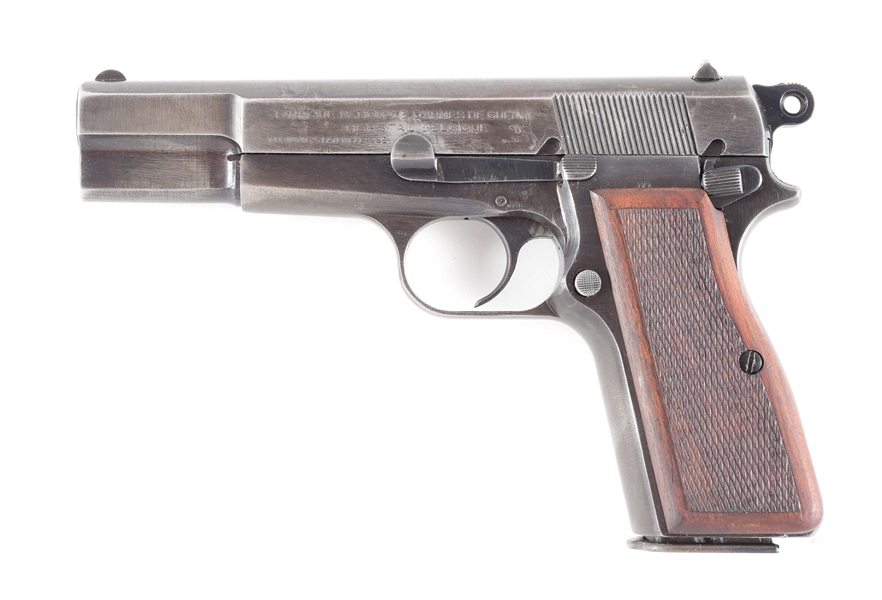 (C) NAZI OCCUPATION MARKED FN HI-POWER SEMI AUTOMATIC PISTOL WITH HOLSTER.