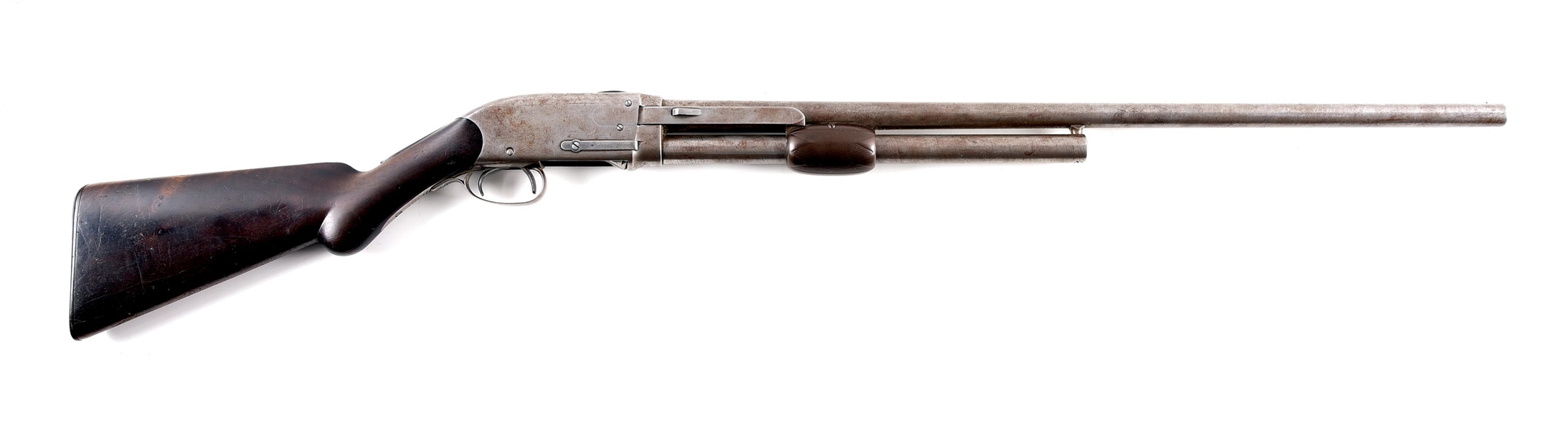 (A) SPENCER MODEL 1882 SLIDE ACTION SHOTGUN.