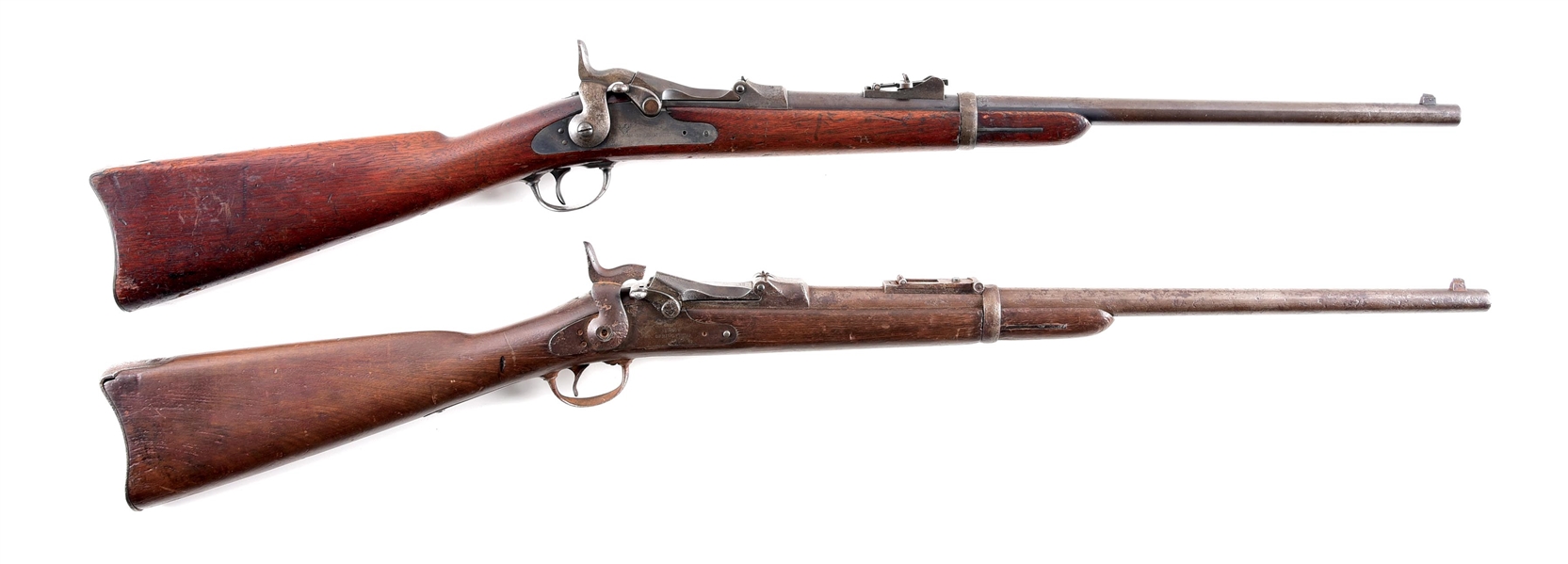 (A) LOT OF 2: SPRINGFIELD MODEL 1879 AND 1884 TRAPDOOR CARBINES.