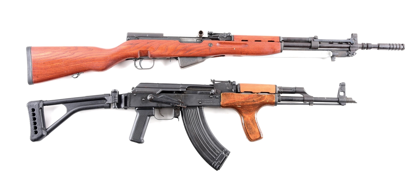 (M) LOT OF 2: YUGO 59/66 AND ROMANIAN WASR-10 SEMI AUTOMATIC RIFLES.