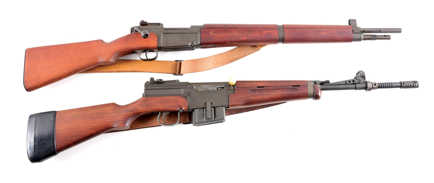 (C) LOT OF 2: MAS MLE 1936 BOLT ACTION AND 1949/56 SEMI AUTOMATIC RIFLES.`