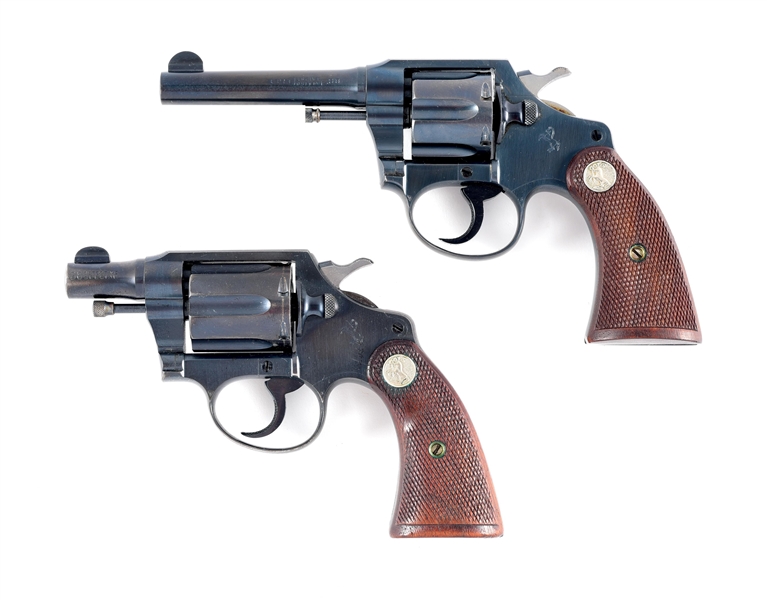 (C) LOT OF 2: COLT POLICE POSITIVE AND COLT DETECTIVE SPECIAL DOUBLE ACTION REVOLVERS.