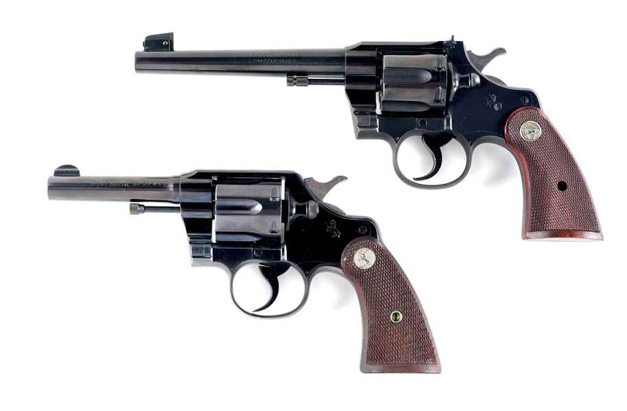 (C) LOT OF 2: COLT OFFICERS MODEL HEAVY BARREL & COLT ARMY SPECIAL DOUBLE ACTION REVOLVERS.