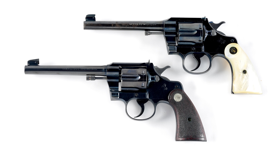 (C) LOT OF 2: PRE-WAR COLT OFFICERS MODEL DOUBLE ACTION REVOLVERS.