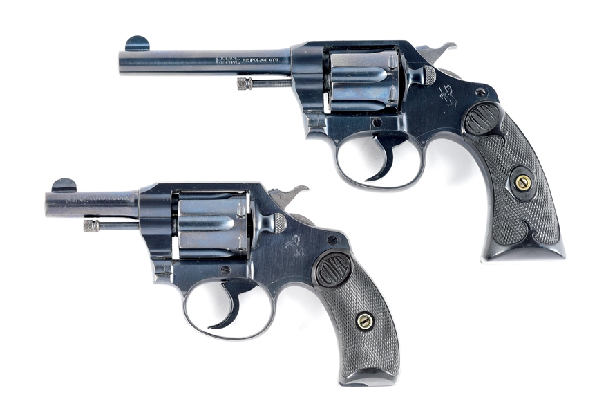 (C) LOT OF 2: COLT POLICE POSITIVE AND POCKET POSITIVE DOUBLE ACTION REVOLVERS.