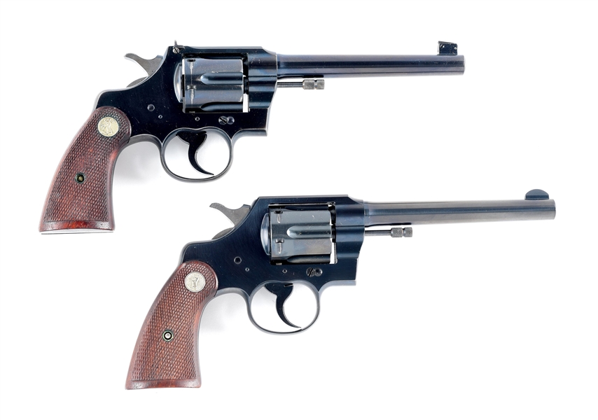 (C) LOT OF 2: COLT OFFICERS MODEL AND OFFICIAL POLICE DOUBLE ACTION REVOLVERS.