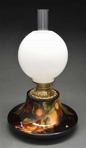 WELLER ELECTRIFIED OIL LAMP WITH GLOBE.