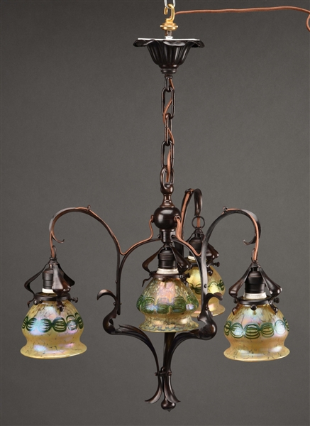 LOETZ CHANDELIER WITH FOUR SHADES.