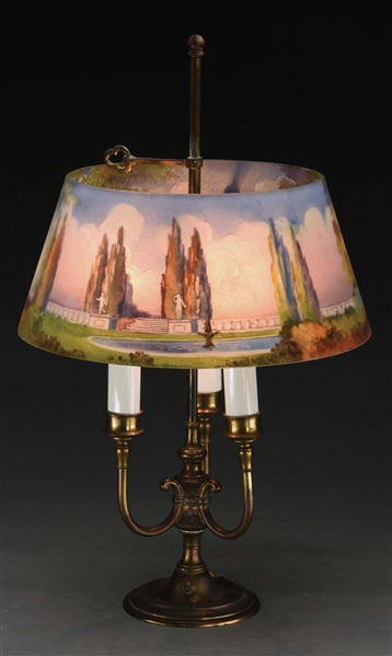 PAIRPOINT REVERSE PAINTED GRECIAN LAMP.