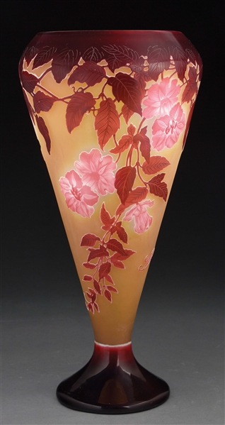 GALLE MONUMENTAL CAMEO FLORAL VASE.