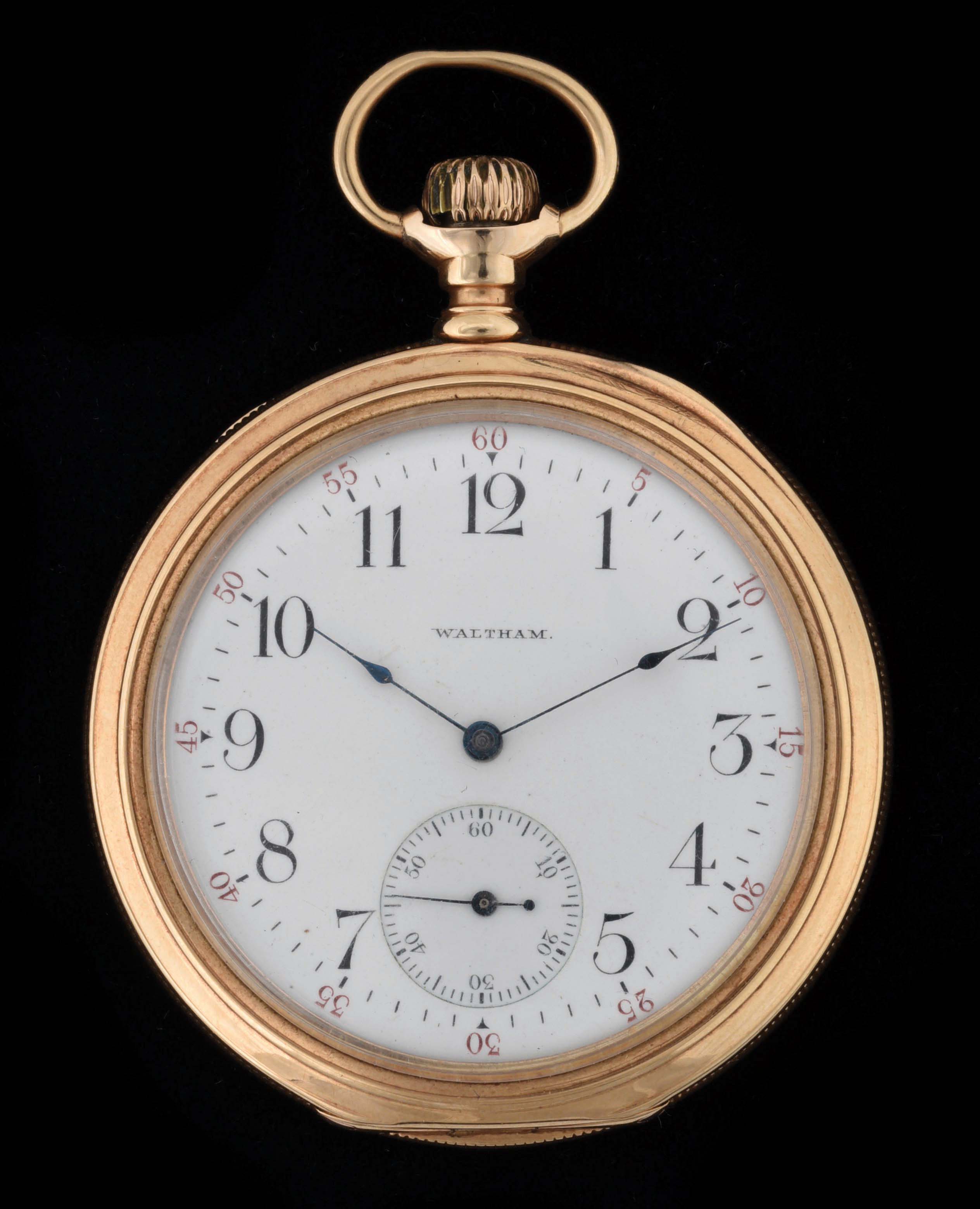 Lot Detail - 14K GOLD WALTHAM 19J RIVERSIDE O/F POCKET WATCH W ...