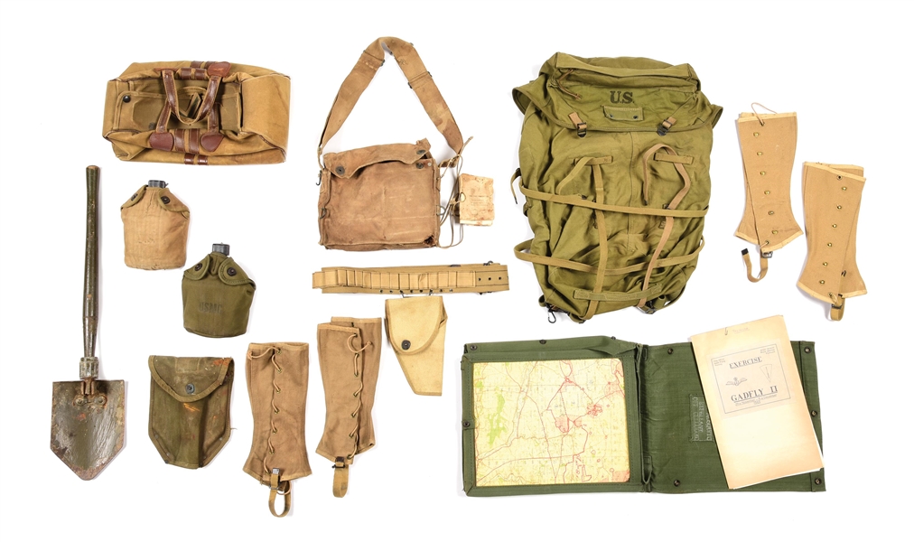 LOT OF AMERICAN MILITARY BAGS AND EQUIPMENT. 