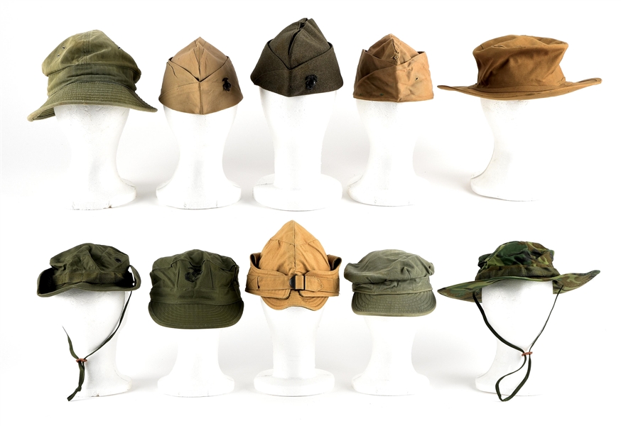 LOT OF 10: WWII-COLD WAR USMC HATS 