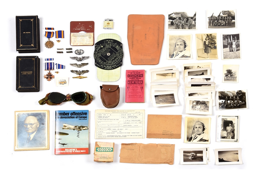IDD WWII USAAF 401ST BOMB GROUP MEDAL, INSIGNIA, AND PHOTO GROUPING