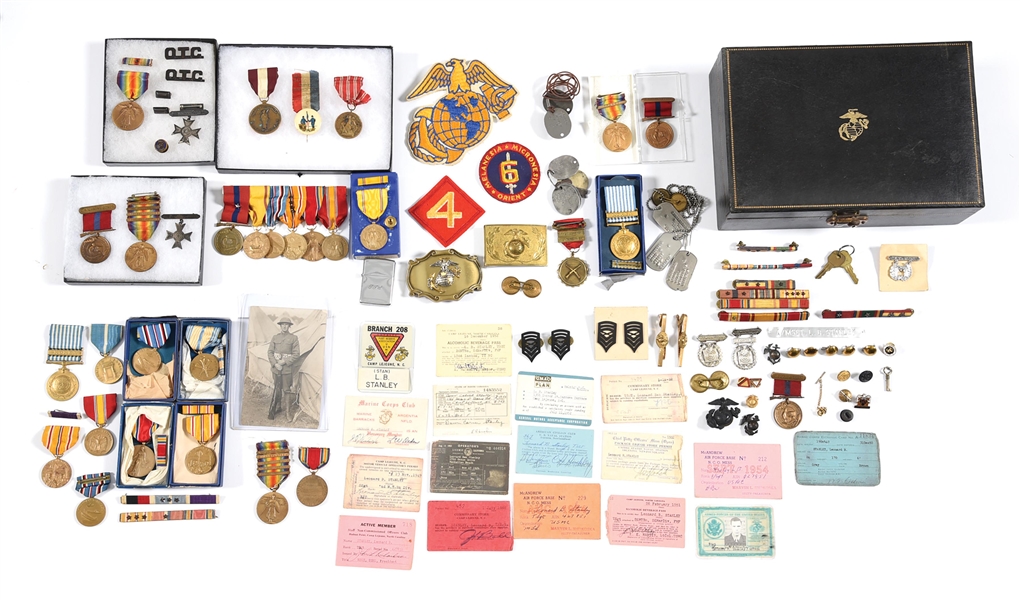LARGE LOT OF WWI-KOREAN WAR AMERICAN MILITARY MEDALS AND INSIGNIA.