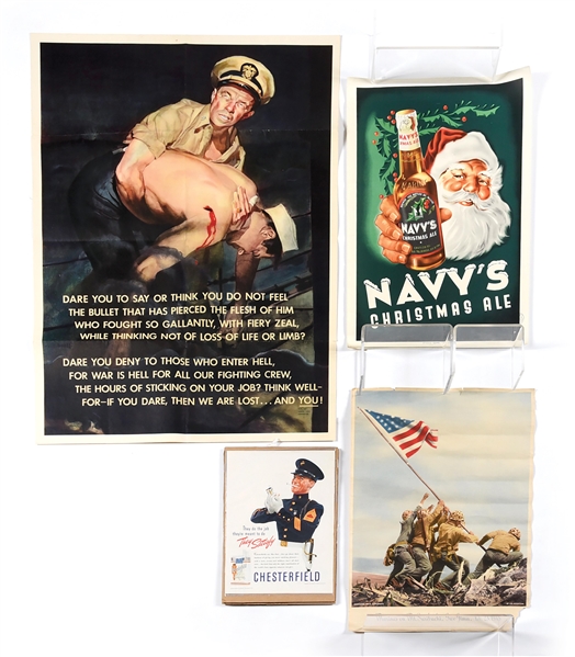 LOT OF 4: US WWII NAVY AND USMC POSTERS 