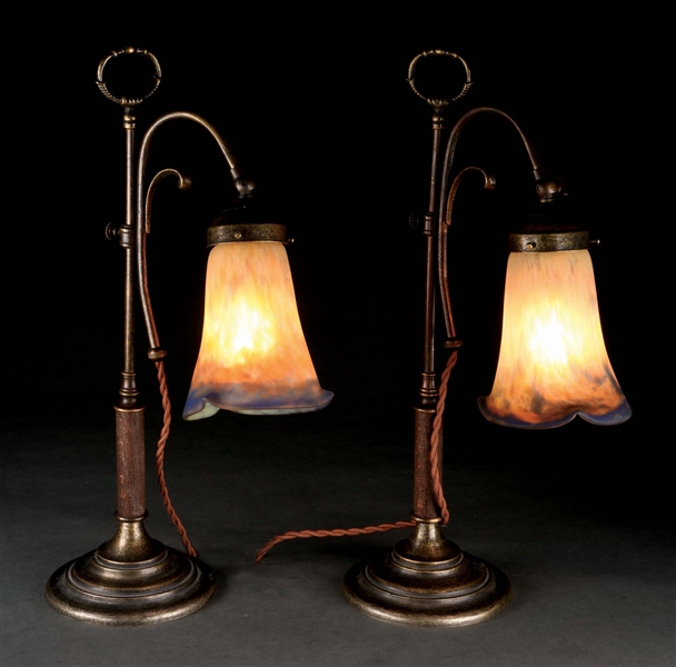 MULLER FRES LUNEVILLE ART NOUVEAU DESK LAMPS.