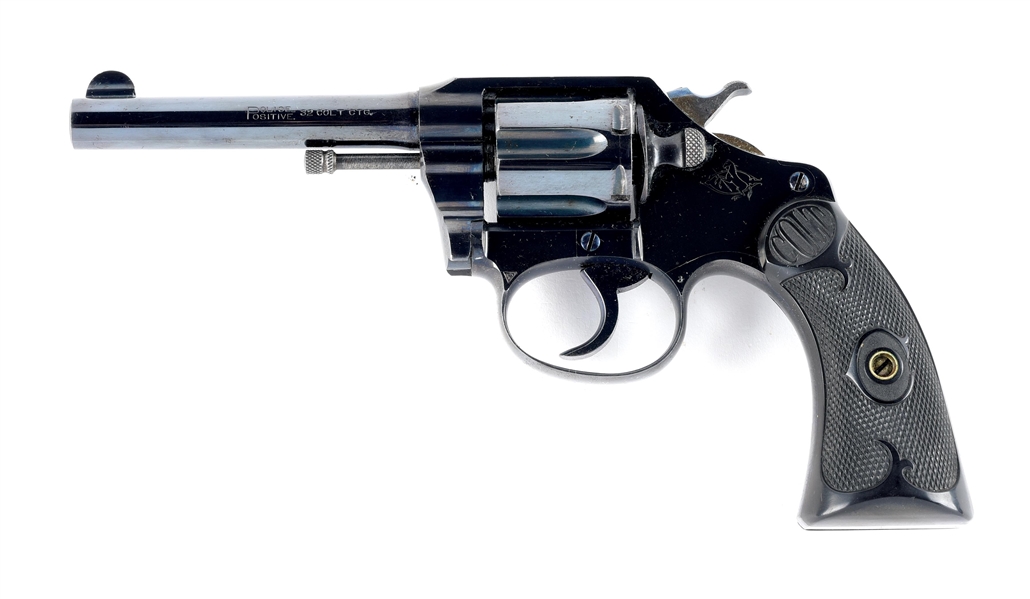 (C) VERY NICE HIGH POLISH COLT POLICE POSITIVE .32 COLT DOUBLE ACTION REVOLVER WITH MATCHING BOX (1911).