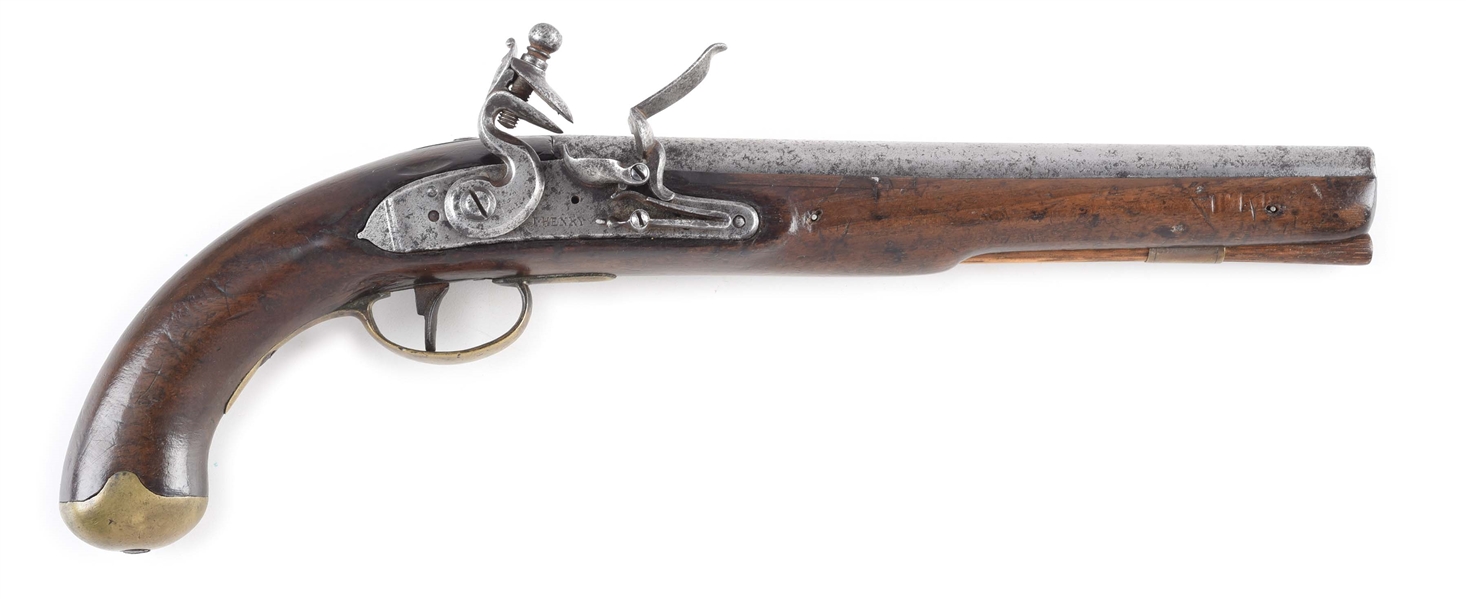 (A) EXTREMELY RARE FLINTLOCK NAVAL CONTRACT BOARDING PISTOL BY J. HENRY.