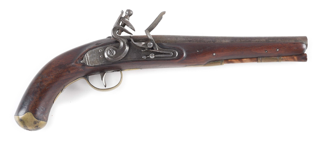(A) COMPOSITE FLINTLOCK MARTIAL PISTOL WITH MILES MARKED LOCK.