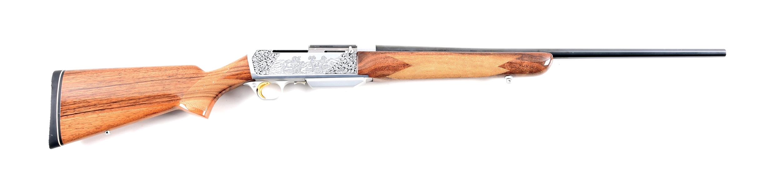 (M) ENGRAVED BELGIAN BROWNING BAR SEMI-AUTOMATIC RIFLE WITH FACTORY BOX.