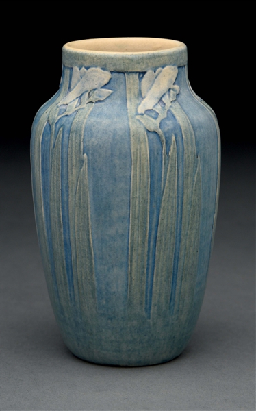 NEWCOMB COLLEGE CARVED MATTE VASE BY SIMPSON.