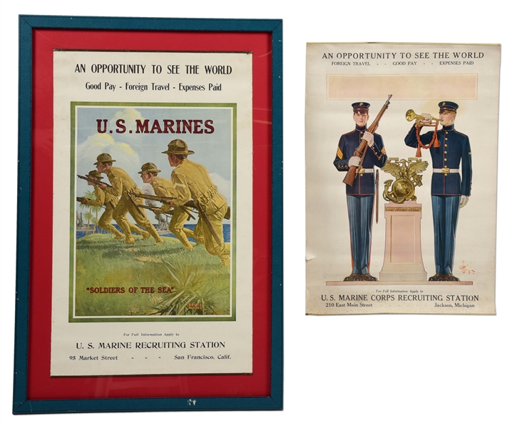 LOT OF 2 WWI USMC RECRUITMENT POSTERS.
