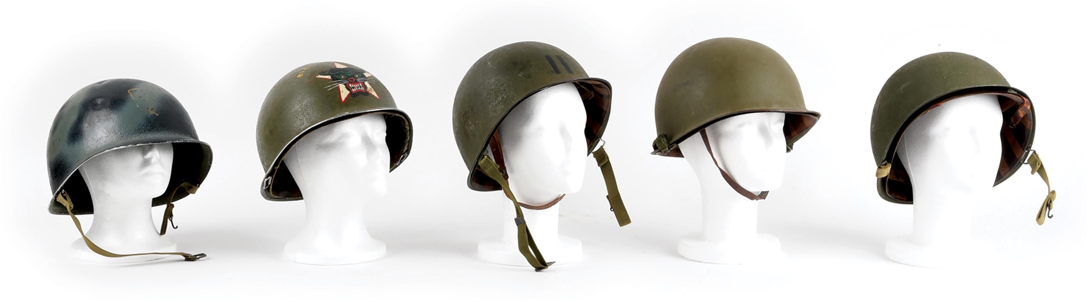 LOT OF 5: US WWII AND POST WWII M1 HELMETS