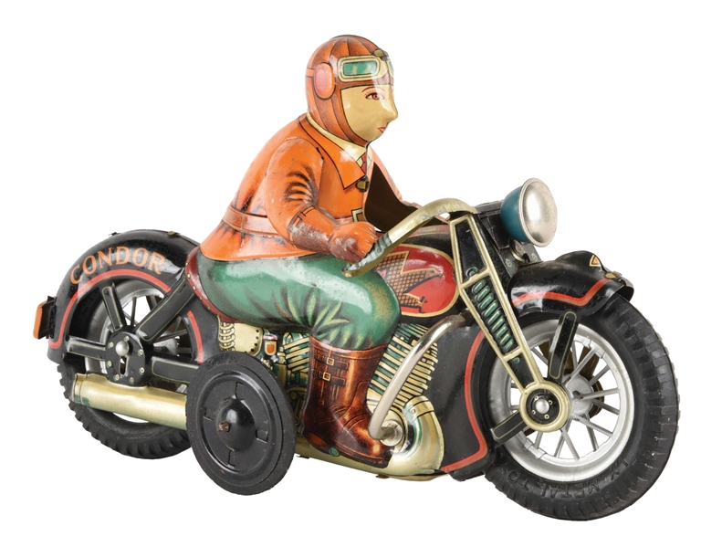 JAPANESE TIN LITHO FRICTION I. Y. METAL TOYS CONDOR MOTORCYCLE TOY.