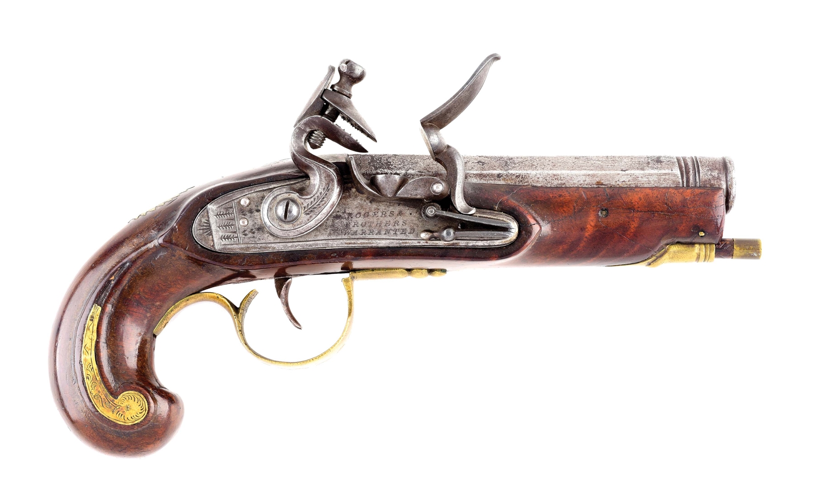 (A) SMALL FLINTLOCK KENTCUKY PISTOL BY HENRY YOUNG.