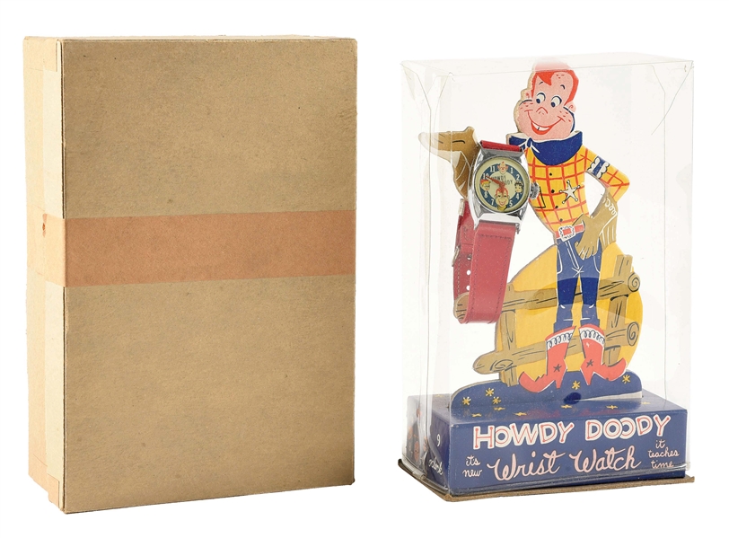 HOWDY DOODY INGRAHAM WRIST WATCH WITH STAND AND ORIGINAL BOX.