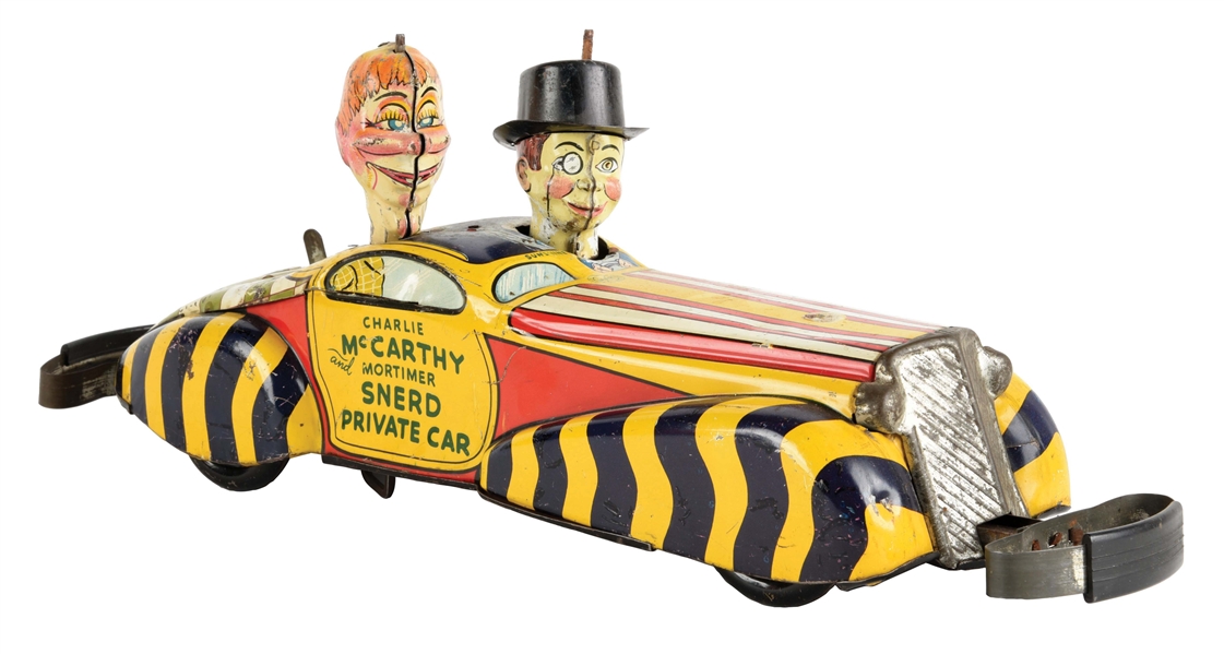 MARX TIN LITHO WIND-UP CHARLIE MCCARTHY AND MORTIMER SNERD PRIVATE CAR.
