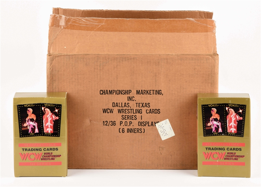 LOT OF 12: 1991 WCW WORLD CHAMPIONSHIP WRESTLING WAX BOXES MARKED FIRST SERIES.