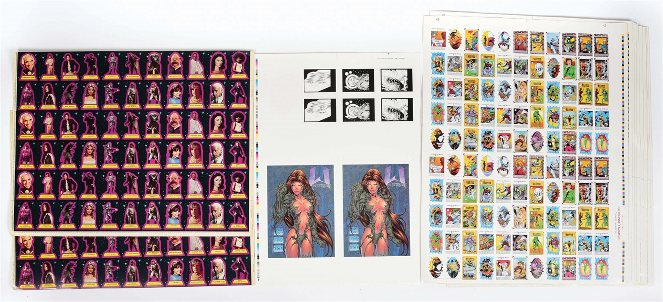LOT OF 16: VARIOUS UNCUT CARD AND STICKER SHEETS.