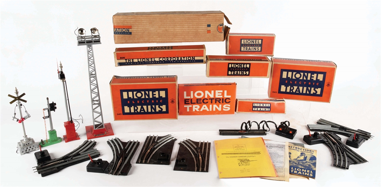 LOT OF 10: LIONEL TRAIN SWITCHES, GAUGES AND MANUALS. 