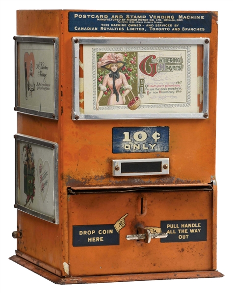 10¢ POSTCARD AND STAMP VENDING MACHINE.