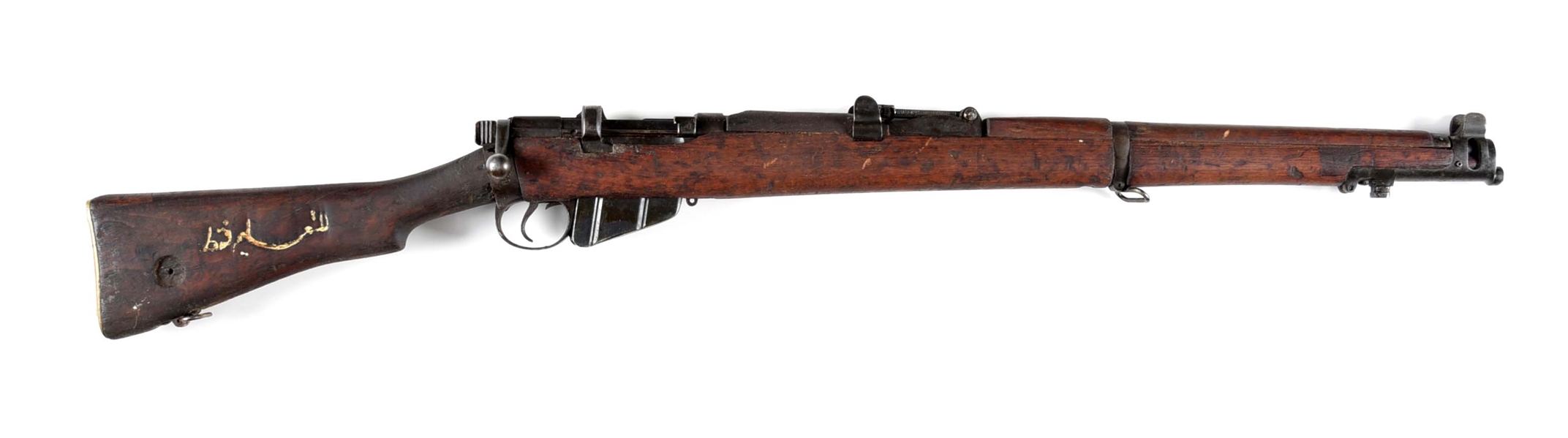 (C) WWI ENFIELD SMLE MK III DRILL PURPOSE BOLT ACTION RIFLE.