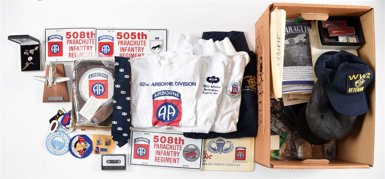 EXTENSIVE LOT OF 82ND AIRBORNE ASSOCIATION AND REUNION MEMORABILIA