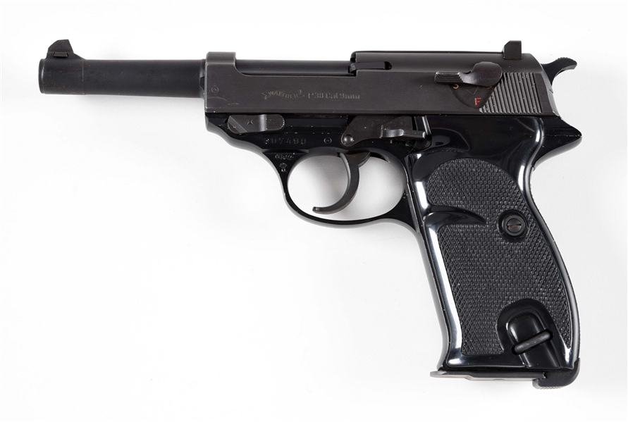 (C) WALTHER P38 SEMI-AUTOMATIC PISTOL MADE IN WEST GERMANY WITH REPRODUCTION HOLSTER.